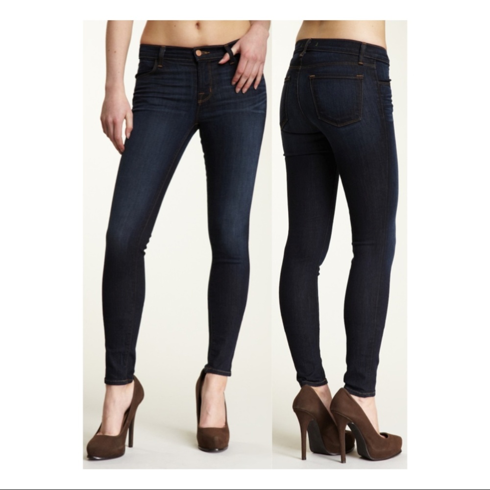 New J Brand midrise superskinny ankle cropped dark wash nightwish denim jeans